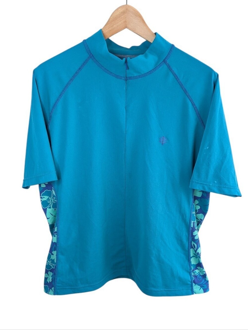 Coolibar Short Sleeve Rash Guard Shirt Blue XL